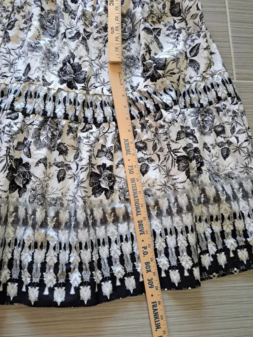 Abercrombie & Fitch Womens Floral Black White Maxi Dress Belted Waist Large Tall - Picture 14 of 14